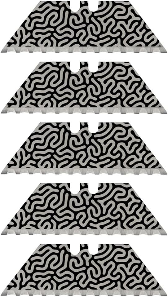 NDZ Performance Serrated Steel Blade Replacement for Utility Knife & Box Cutters, Custom Double Sided Laser Engraved Designs, Silver - Skull - 3 Pack