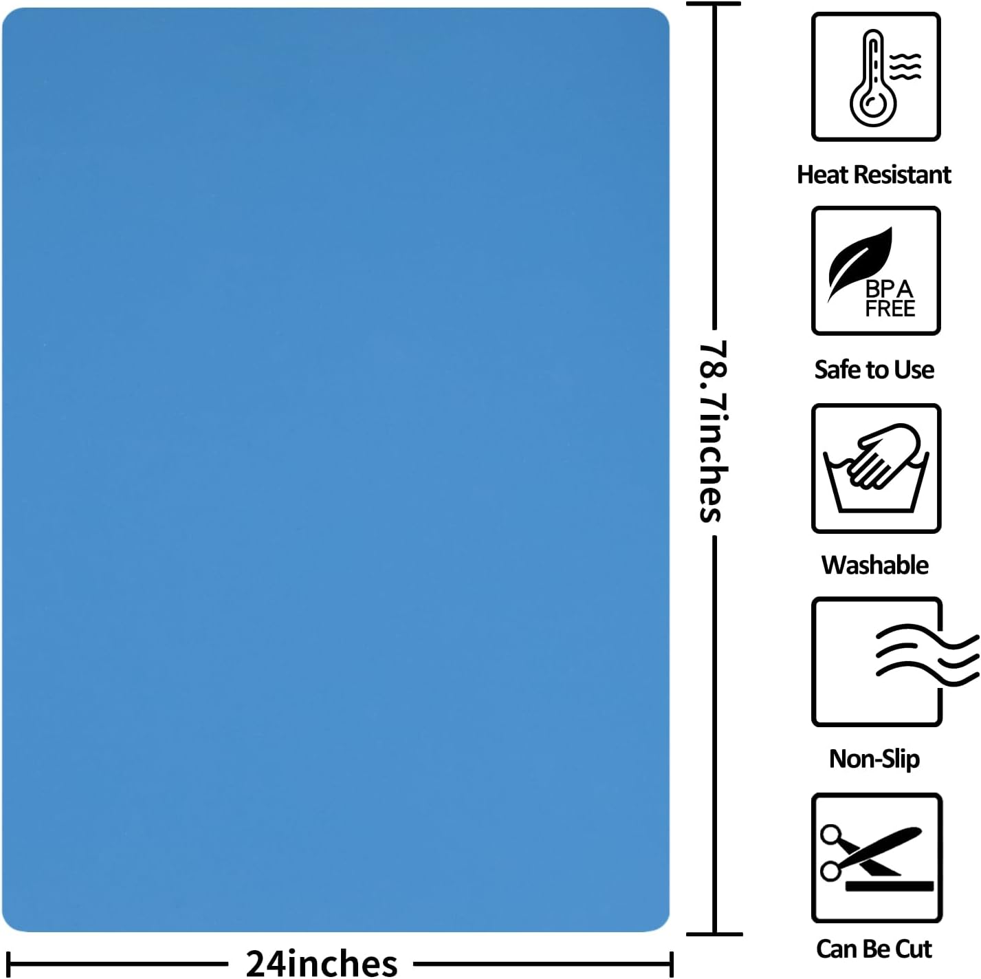 Silicone Mats for Kitchen Counter Thicker Extra Large Heat Resistant Mats Countertop Protector Liners for Bottom of Oven Air Fryer Coffee Maker, 24" x 16" x 2 mm, Translucent