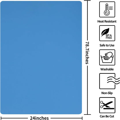 Silicone Mats for Kitchen Counter Thicker Extra Large Heat Resistant Mats Countertop Protector Liners for Bottom of Oven Air Fryer Coffee Maker, 24" x 16" x 2 mm, Translucent