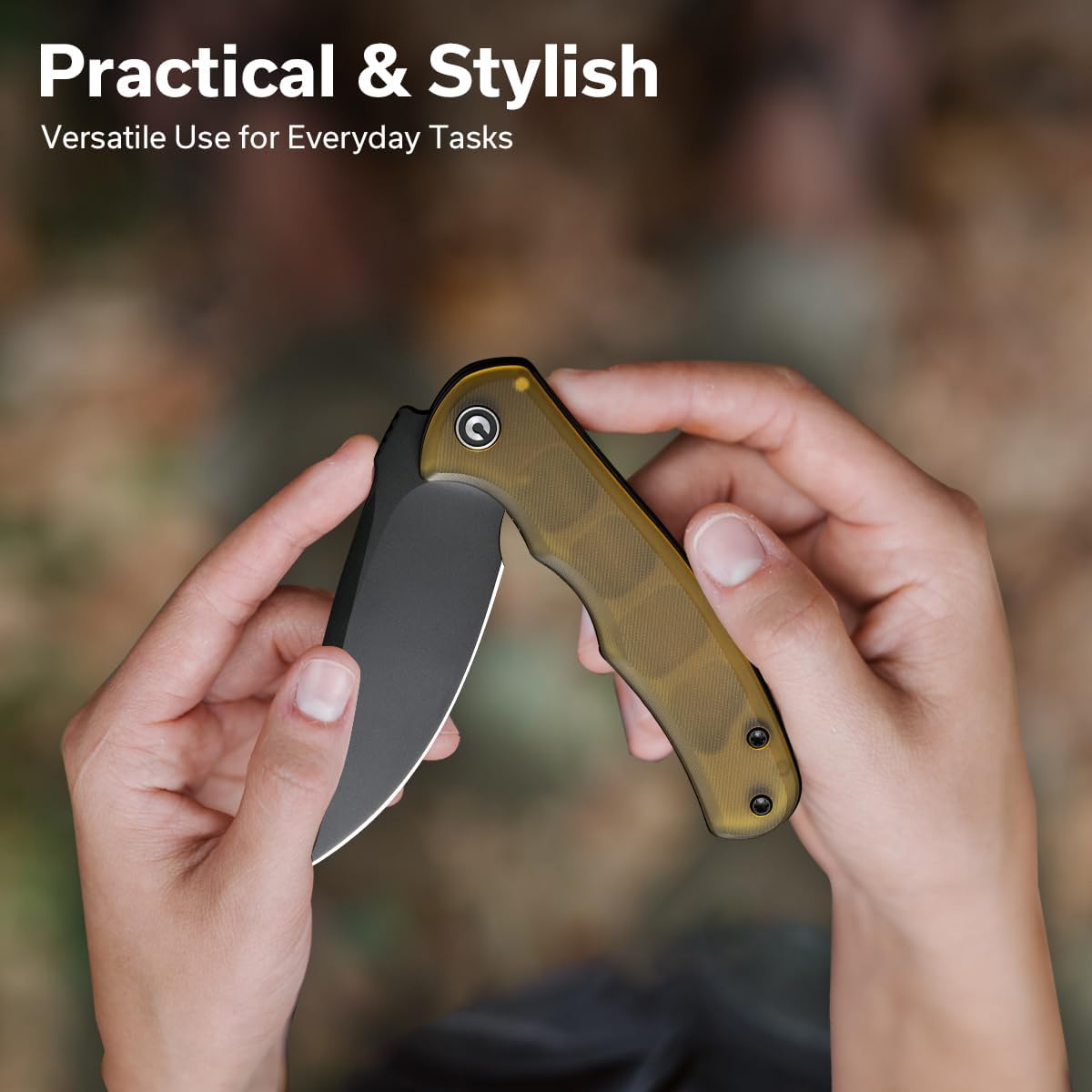 CIVIVI Folding Pocket Knife for EDC, Small Mini Praxis Knife for Men Women, 2.98" Damascus Blade Guibourtia Wood Handle, Sharp Camping Hiking Knives C18026C-DS1