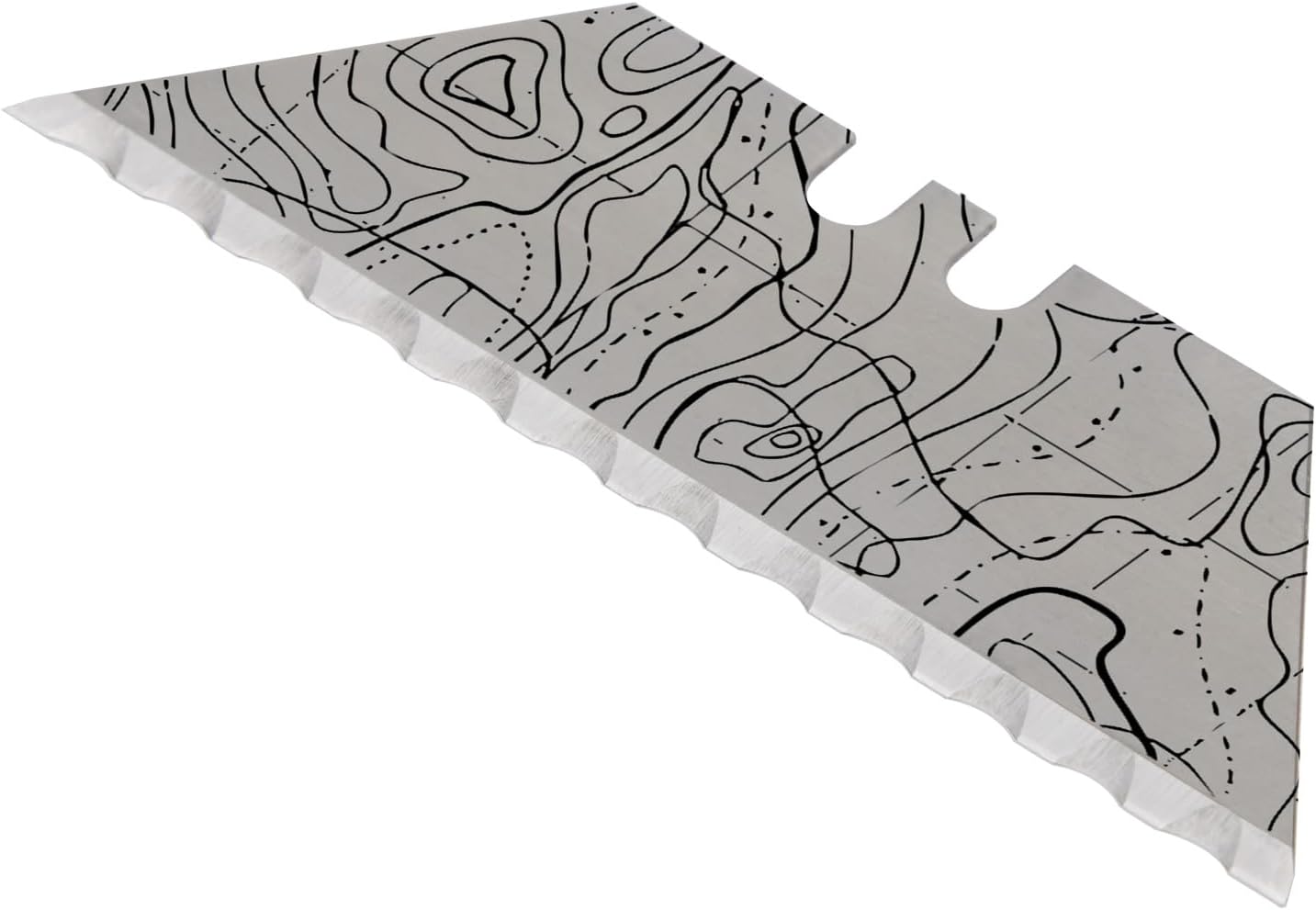 NDZ Performance Serrated Steel Blade Replacement for Utility Knife & Box Cutters, Custom Double Sided Laser Engraved Designs, Silver - Skull - 3 Pack