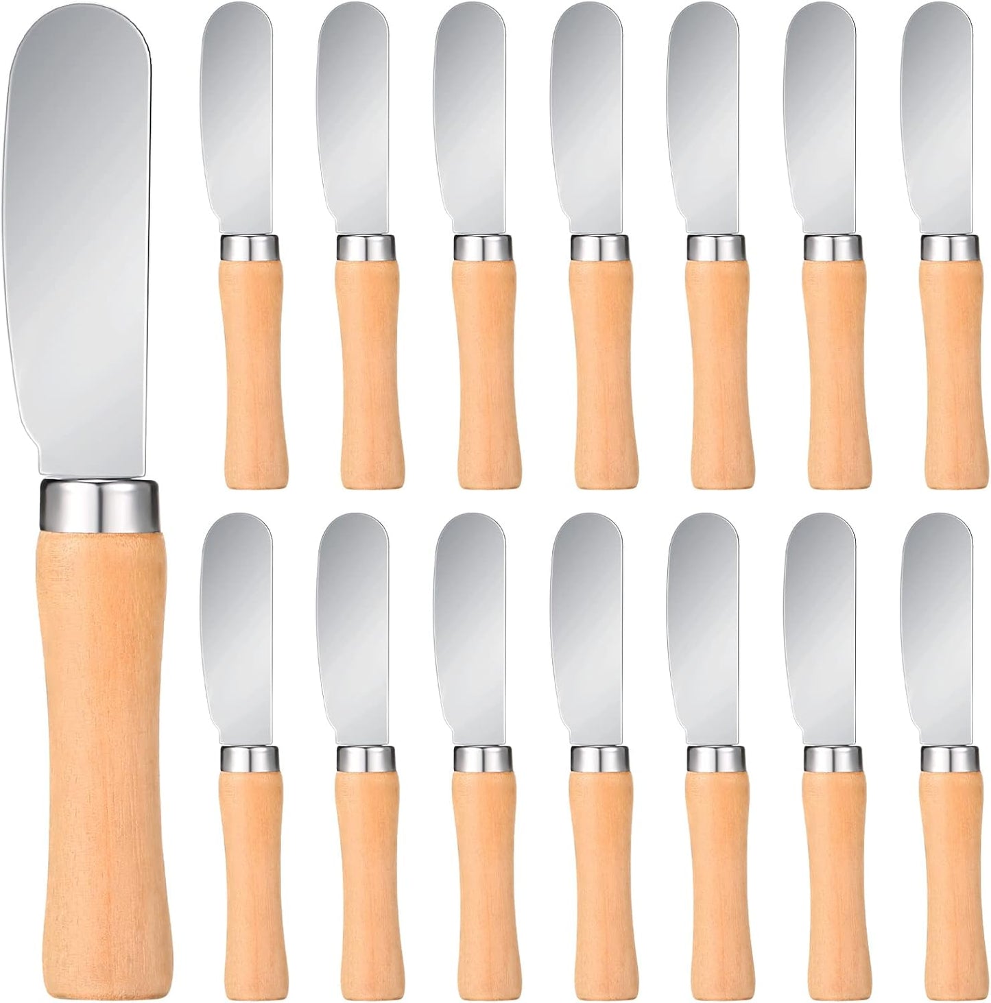Patelai 25 Pieces Mini Butter Spreader Knife Bulk 4. 5 Inch Wide Blade Stainless Steel Knife with Wood Handle Multipurpose Cheese Butter Spreader Knives for Kitchen Birthday Wedding Christmas