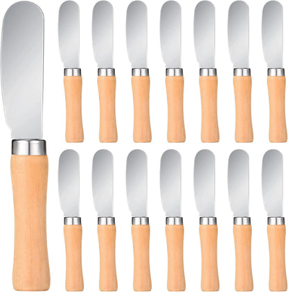 Patelai 25 Pieces Mini Butter Spreader Knife Bulk 4. 5 Inch Wide Blade Stainless Steel Knife with Wood Handle Multipurpose Cheese Butter Spreader Knives for Kitchen Birthday Wedding Christmas