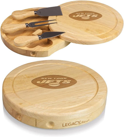 Picnic TIME NFL Brie Cheese Board and Knife Set - Charcuterie Board Set - Wood Cutting Board - Colors A