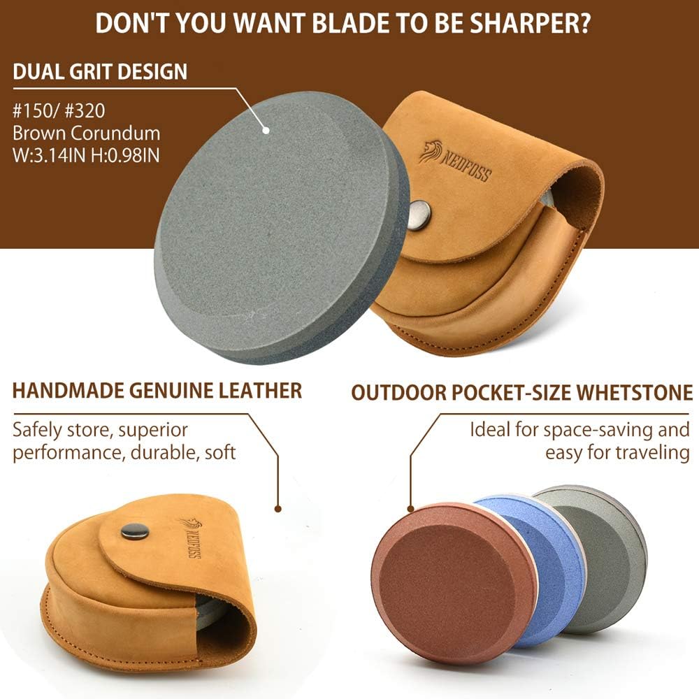 NedFoss Axe/Hatchet Sharpening Puck Whetstone Knife Sharpening Stone, Dual Grit Multi-Purpose Sharpener with Sheath