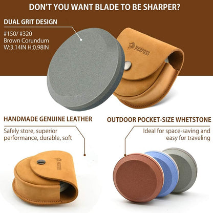 NedFoss Axe/Hatchet Sharpening Puck Whetstone Knife Sharpening Stone, Dual Grit Multi-Purpose Sharpener with Sheath