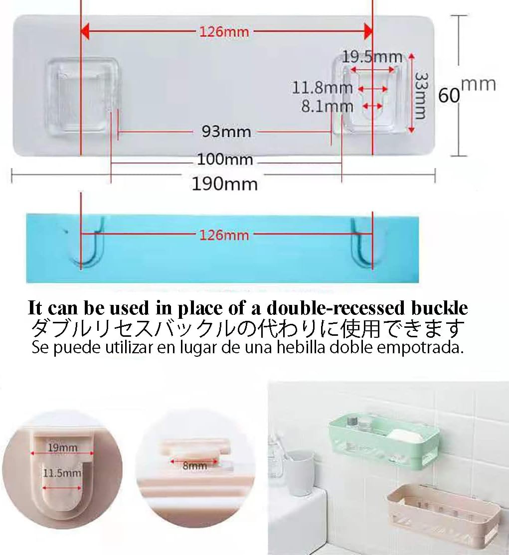 12 PCS Wall Mounted Replacement Sticky pads for Kitchen Bathroom Shower Caddy Organizer Rack Holder Nail Free Adhesive Hooks (Square)