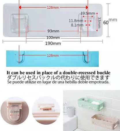 12 PCS Wall Mounted Replacement Sticky pads for Kitchen Bathroom Shower Caddy Organizer Rack Holder Nail Free Adhesive Hooks (Square)