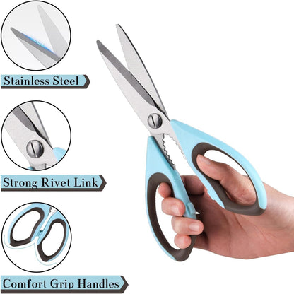 Kitchen Scissors All Purpose Heavy Duty, Kitchen Utensils Set, Stainless Steel Cooking Utensils Gadgets Meat Poultry Food Shears Dishwasher Safe Utility Tools Home (Orange, black and gray)