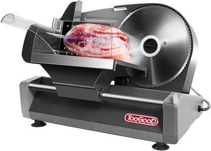 TOOGOOD 7.5" Electric Meat Slicer, with Stainless Steel Blade, Adjustable Thickness Food Slicer Machine for Home Use, Cuts Meat, Ham, Hard Cheese and Deli (Black)