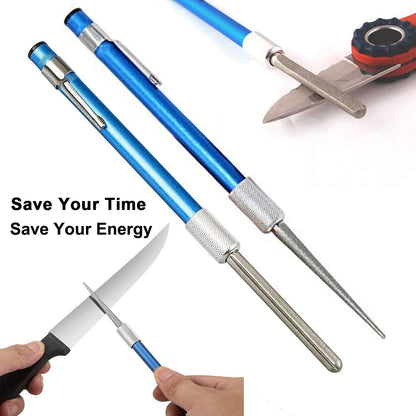 1 PCS Retractable Knife Sharpener, BravOne 3 in 1 Portable Diamond Knife Sharpening Steel Rod Pen Shape Knife Sharpening Stick for Kitchen Knife, Fish Hook, Outdoor Exploration