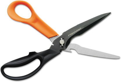 Fiskars 01005692 Cuts+More, 9 in. Length, 3-1/2 in. Cut, Black/Orange