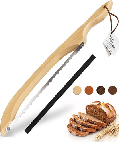 16.5” Bread slicer for Homemade Bread, Serrated Bread Knife for homemade bread with Bow Design, Premium Bread Knife, Bread Slicer, Bread Cutter for Bagels, Baguettes, Dark Brown Color