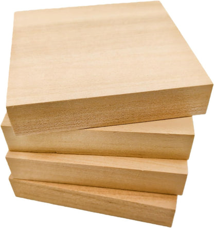 Unfinished Basswood Blocks for Crafts, Wood Craft Panels for Art, Engraving, Painting, DIY Projects, Chip Carving, Fretwork (7.87 x 3.93 x 0.78 in)