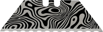NDZ Performance Serrated Steel Blade Replacement for Utility Knife & Box Cutters, Custom Double Sided Laser Engraved Designs, Silver - Skull - 3 Pack