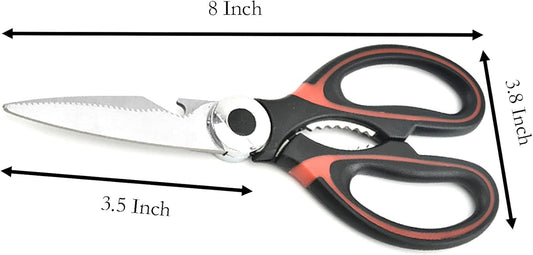 Heavy Duty Kitchen Scissors, 2 Pcs Stainless Steel Multipurpose Sharp Utility Shear for Chicken, Fish, Meat, Bear and Nuts (2)