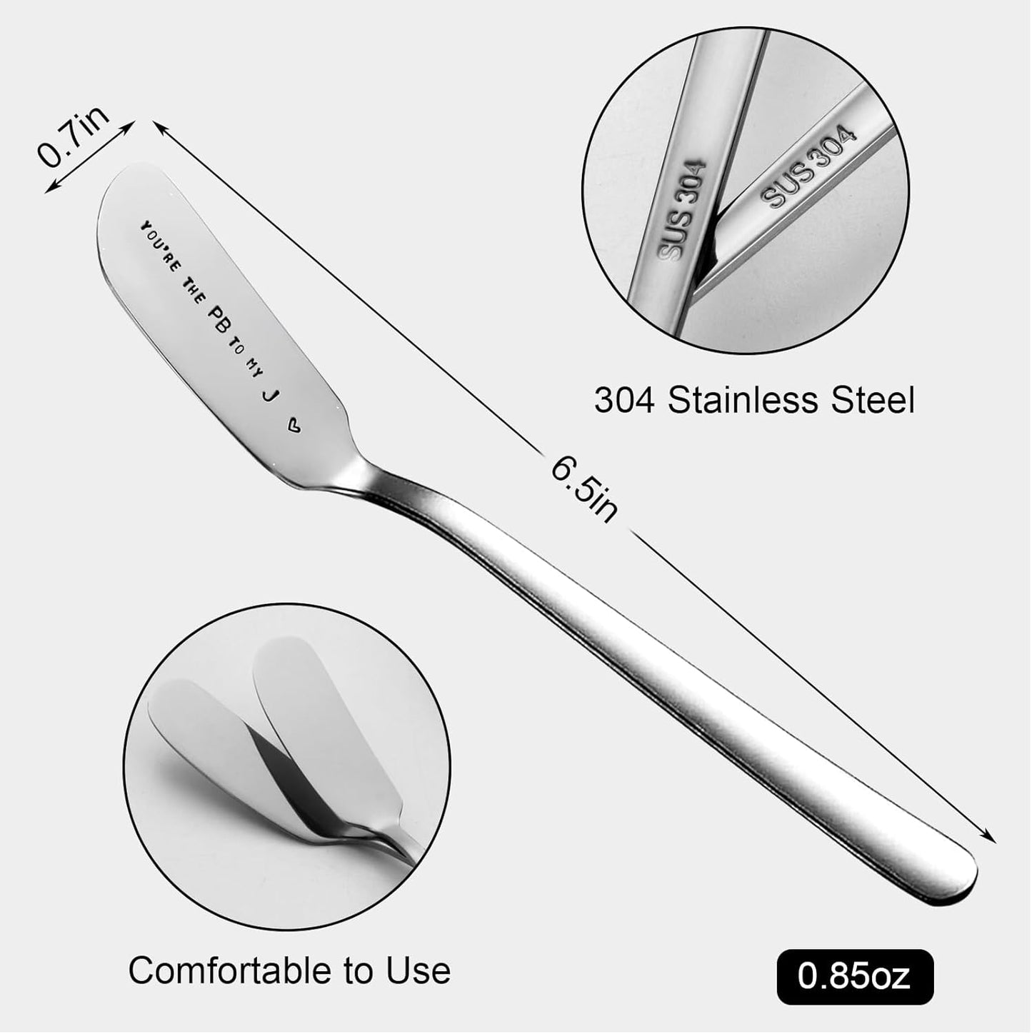 Funny You're the PB to My J Peanut Butter Knife, Personalized Engraved Peanut Butter Spreader Cheese Knives, Novelty Anniversary Christmas Gifts for Sandwich Bread Toast Butter Lover