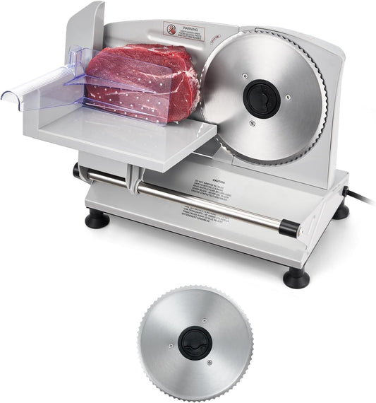 VEVOR Meat Slicer, 7.5" Electric Deli Slicer with SUS420 Blade & 0-0.6" Adjustable Thickness, 200W Home Food-Slicer for Frozen Meat, Ham, Baguett, Steak, UL Approved