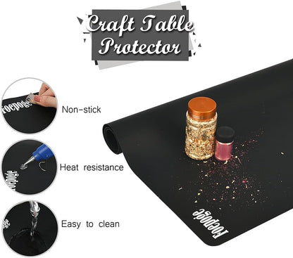 36.2" x 24" Extra Large Silicone Mat for Epoxy Resin, Nonstick Silicon Mats for Crafts Jewelry Casting, Non-Slip Kitchen Table Placemats for Countertop Protector Heat Resistant by Foepoge, Black