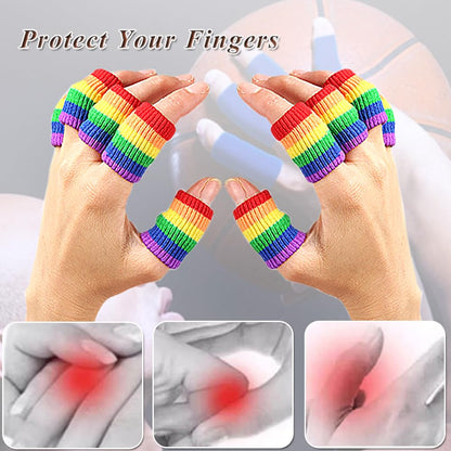 Finger Sleeves Protectors, 10Pcs Sport Finger Sleeves Elastic Thumb Brace Support for Basketball Golf Premium Fingers Sleeve for Arthritis Perfect for Relieving Pain (10PCS black set)