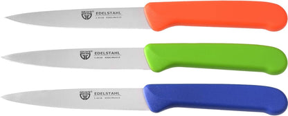 GRÄWE Vegetable Knives Set of 3 Stainless Steel, Multi-Coloured, Super Sharp, Dishwasher Safe