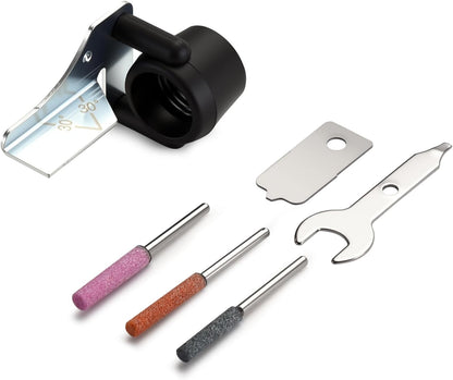 1453 Sharpening Attachment Kit for Dremel Sharpening Outdoor Gardening Tools with Grinding Stones and Sharpening Angle Guide Attachment 6Set Chainsaw Sharpening Attachment Kit
