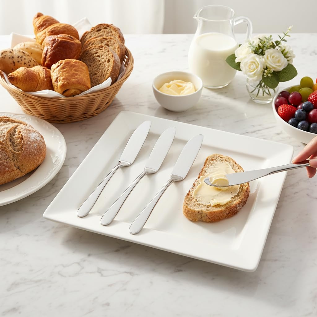 4 Pieces Set Butter knife, Pate Knife Cheese Spreader, Thick and Smooth Handle Food Safety Material Stainless Steel 18/10 SUS 304# for Home Restaurant Party breakfast (Mirror)