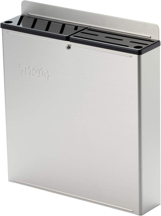 Endo Shoji TKG AHU671 Color Knife Rack with Plastic Board, Large, AB Type, White, Main Unit 18-8, Lid, ABS Resin, Made in Japan