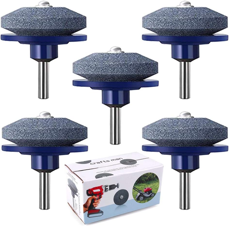 cenoz Crafts Man Lawn Mower Blade Sharpener for Any Power Hand Drill by (5 Packs Blue)