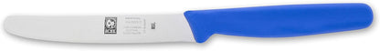 ICEL 4.25 Inch Straight Edge Round Tip Paring Knife, High Carbon German Stainless Steel Blade, Factory-Sharp Edge, Non-Slip Textured Blue Polypropylene Handle