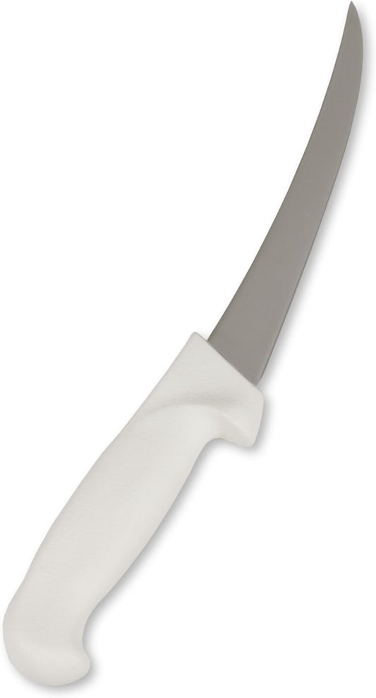 Crestware 6-Inch Curved Boning Knife, High Carbon German Steel with White Handle, 1-Pack