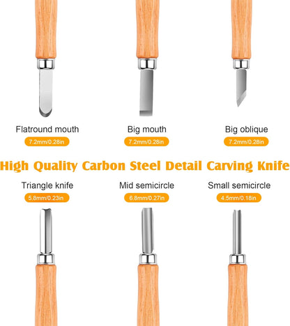 26-in-1 Wood Carving Kit with Detail Wood Carving Knife, Whittling Knife, Wood Chisel Knife, Gloves, Carving Knife Sharpener for Spoon, Bowl, Kuksa Cup (26PCS)