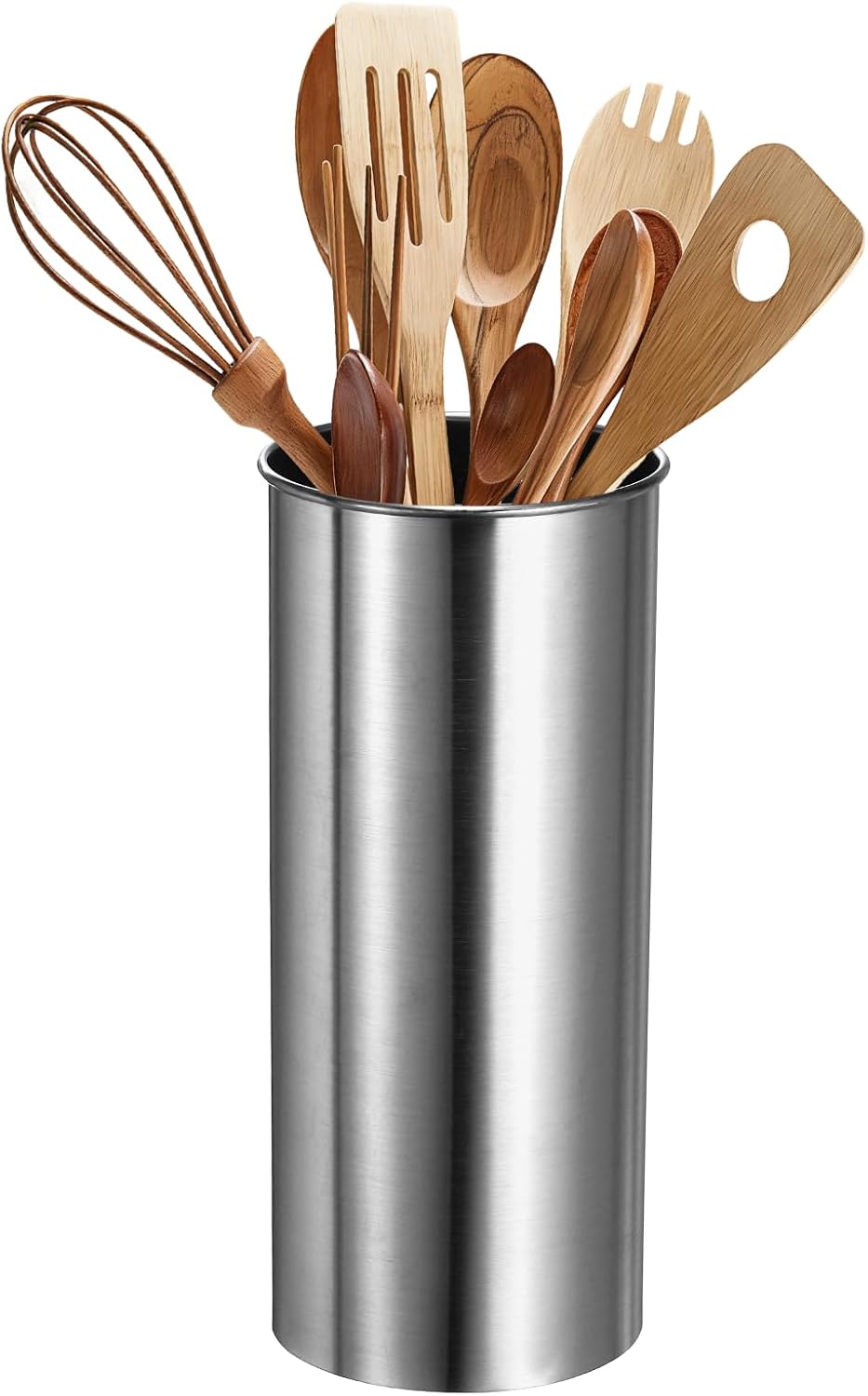uxcell Kitchen Utensil Holder, 3.1x4.7 Stainless Steel Utensil Cutlery Holder Cooking Flatware Organizer for Kitchen Restaurant Countertop Fork, Straw, Knives, Spoon, Chopstick, Silver