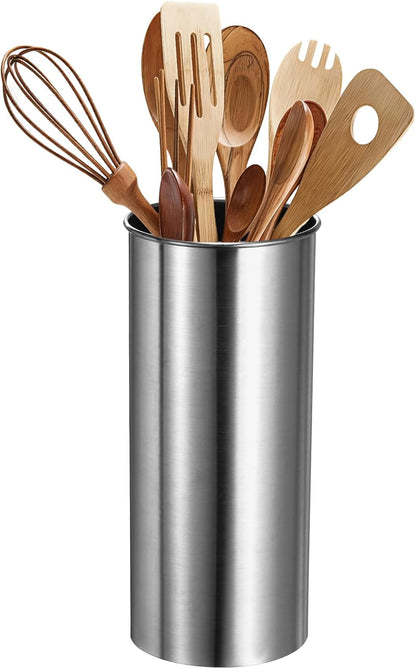 uxcell Kitchen Utensil Holder, 3.1x4.7 Stainless Steel Utensil Cutlery Holder Cooking Flatware Organizer for Kitchen Restaurant Countertop Fork, Straw, Knives, Spoon, Chopstick, Silver