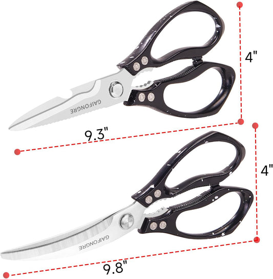Heavy duty kitchen scissors 2-pack,High Stainless Steel sharp blade,Dishwasher safe meat scissors Cooking shear for Chicken Fish Meat Color RED SILVER