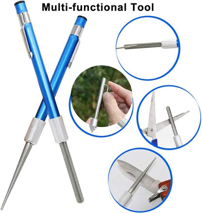 1 PCS Retractable Knife Sharpener, BravOne 3 in 1 Portable Diamond Knife Sharpening Steel Rod Pen Shape Knife Sharpening Stick for Kitchen Knife, Fish Hook, Outdoor Exploration