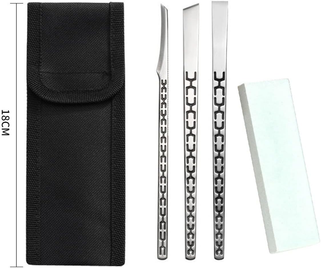 3PCS Stainless Steel Ingrown Toenail Pedicure Knife Set, Professional Pedicure Tool Peeling Knife for Nail Corn Callus(with Whetstone)