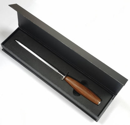 Kangdelun 8" Sharpening Steel - Professional Honing Rod for Kitchen Knives, High-Carbon Steel Rod, Heat-Treated Natural Ash Wood Handle, Premium Gift Box