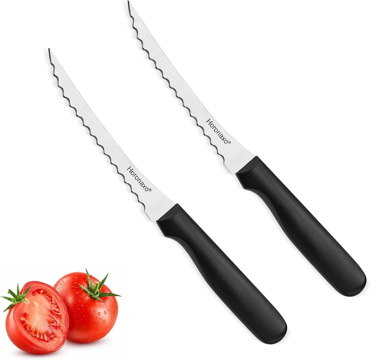 Tomato Slicer, Tomato Knives 2-Piece Serrated Tomato Knife with 6 inch High Carbon Stainless Steel Blade, Ergonomic Handle for Fruits and Vegetables