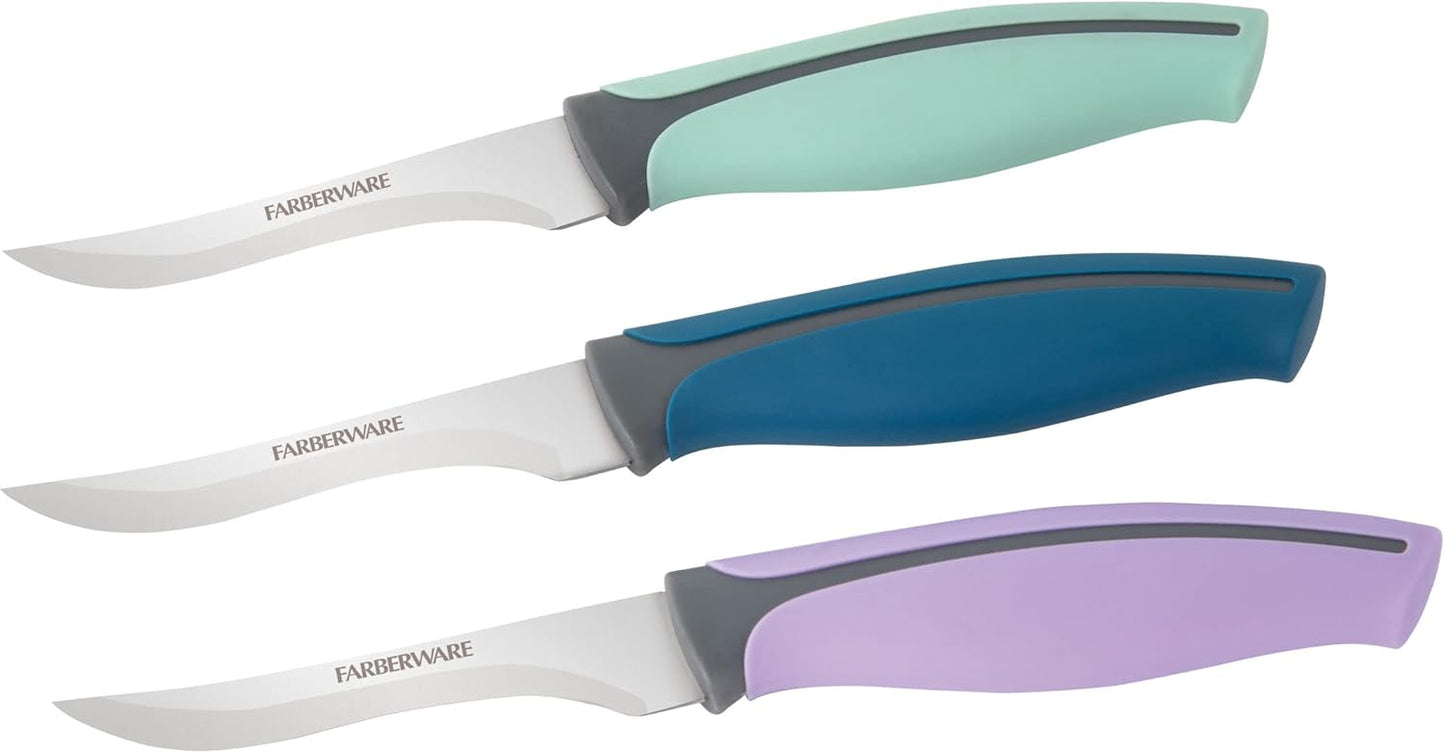 Farberware Precise Slice Utility Knife Set, 3 Piece, Multicolor