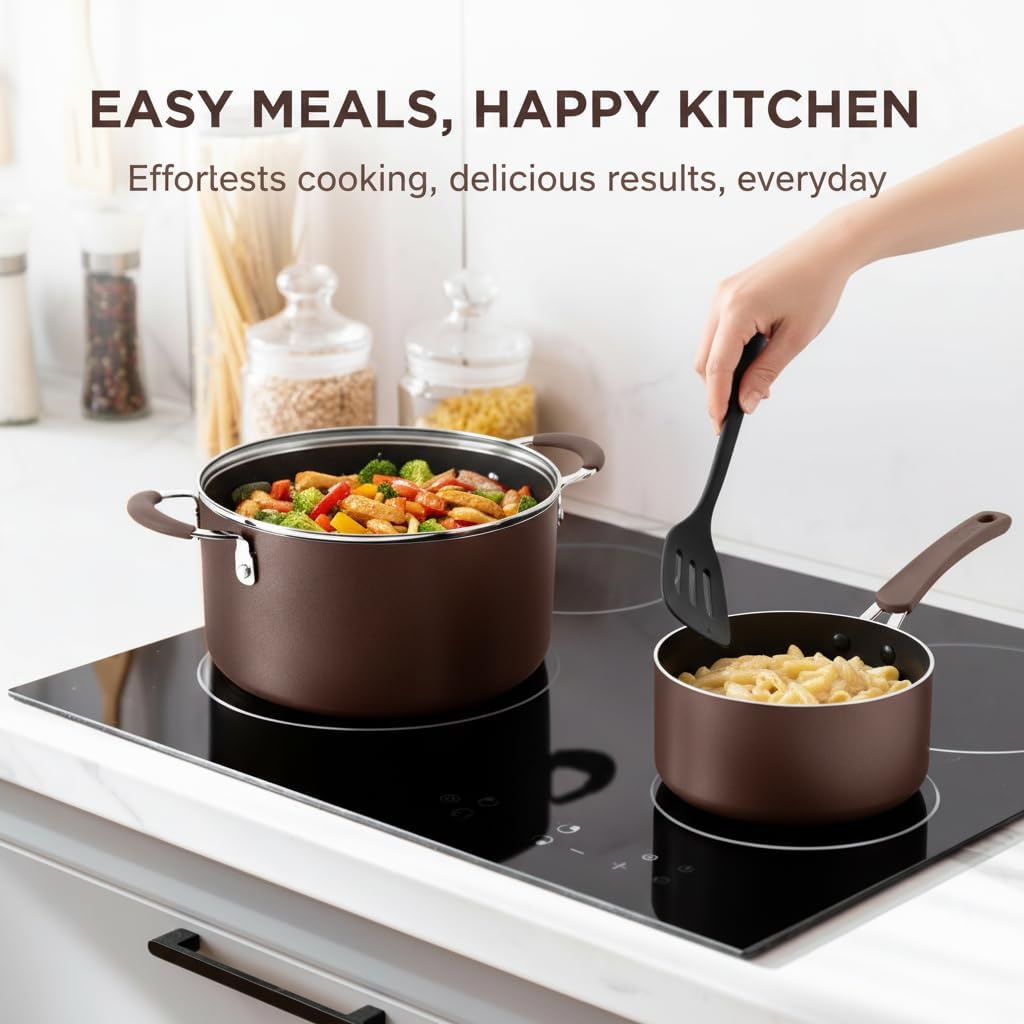 NutriChef 54-Piece Kitchen Cookware Set – Complete Non-Stick Ceramic Pots and Pans Set with Utensils, Bakeware, and Knife Set, Gas, Electric & Induction Compatible, Blush Pink Kitchen Essentials