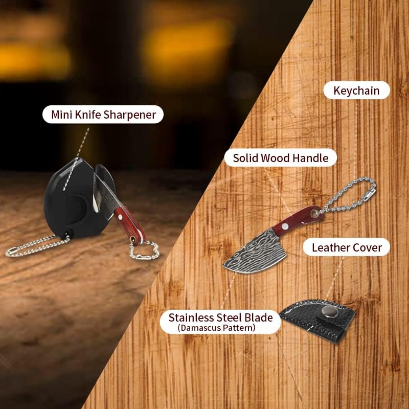 Damascus Pocket Knife Set Mini Chef Tiny Cleaver for Package Opener Box Cutter - of 4
