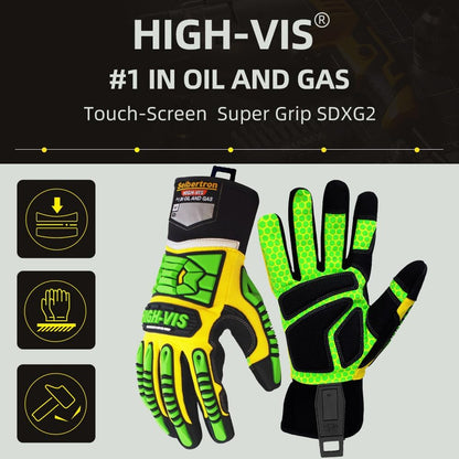 Seibertron High-Vis Series Cut Resistant Reducing Anti-Impact Mechanics Heavy Duty Safety Rescue Oil and Gas Gloves