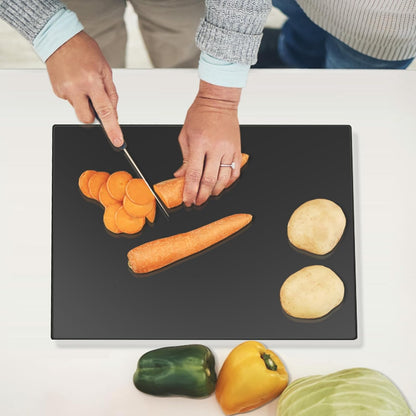 Mymonfif Tempered Glass Cutting Board for Kitchen, Clear Glass Board for Countertop, Heat Resistant, with Non-Slip Feet, 12x16" & 12x8" 2 Pcs Clear