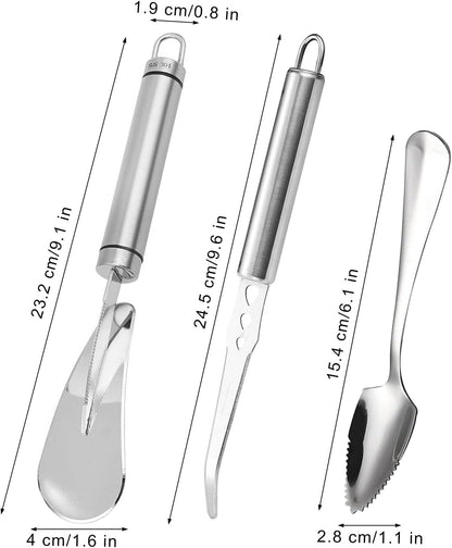 Grapefruit Knife - Curved Serrated Stainless Steel, Pack of 2 with 2 Pcs Spoons, for Grapefruit & Oranges