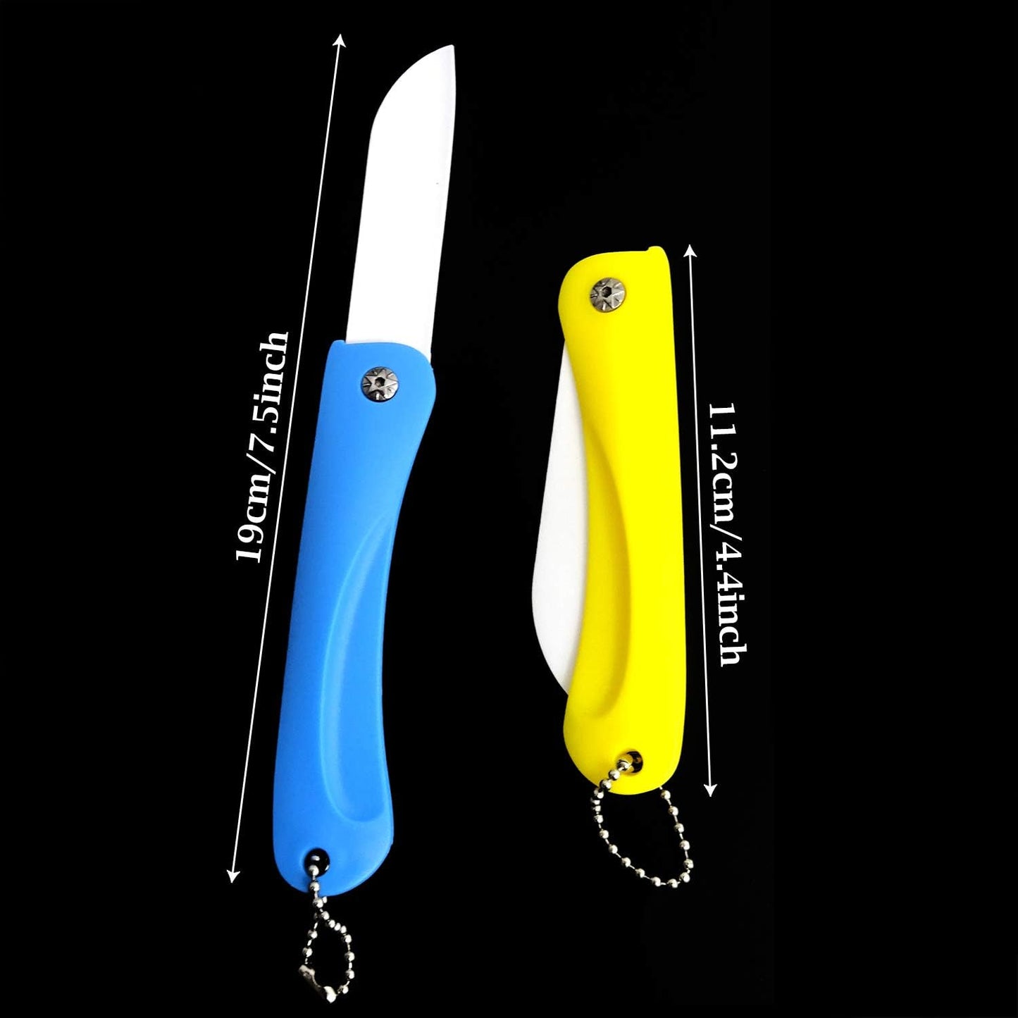 Honbay 2PCS Ceramic Folding Knife Handy Fruit Knife for Home, Travel, Picnic, Camping, etc (Pink+Green)
