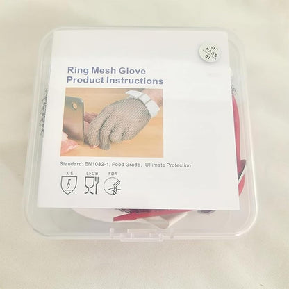 Cut Resistant Glove Food Grade Stainless Steel Chainmail Glove for Ultimate Cutting Protection Meat Cutting Oyster Shucking (L)