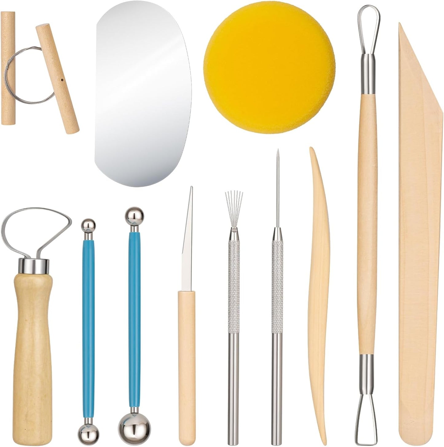 Amrules Clay Tools Kit, 12 PCS Polymer Clay Cutter Tools, Rectangle Shape Acrylic Press Board and Roller Pin Supplies Suitable for Shaping, Carving, Pottery Craft and DIY Projects