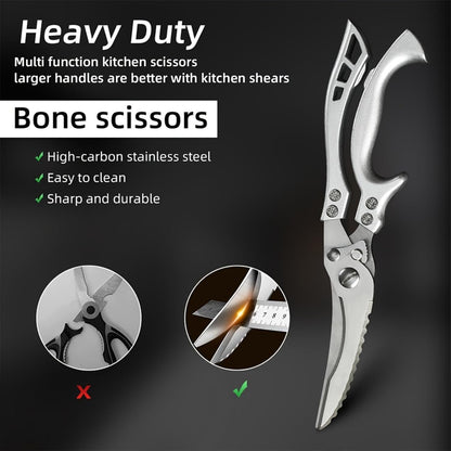 Professional Poultry Shears - Kitchen Shears for Spatchcocking Chicken and Meat Cutting, Multi-Purpose Kitchen Scissors for Food