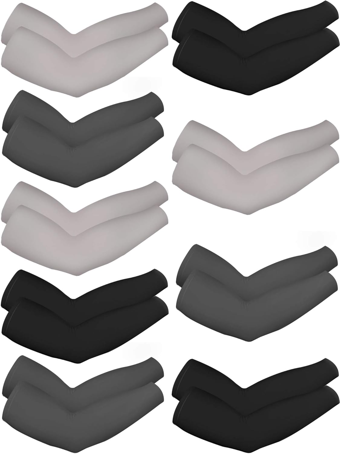 Bememo 9 Pairs UV Protection Sleeves Cooling Sleeves Long Arm Covers Arm Sleeves for Men and Women